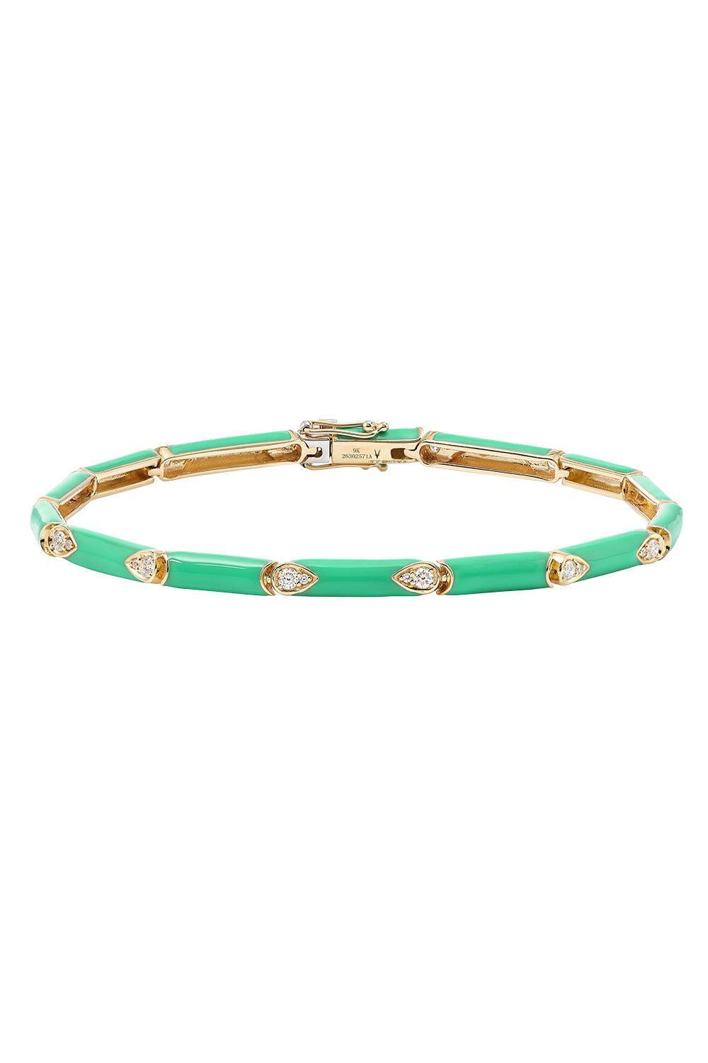 Diamond Nirvana Green Enamel Bracelet-YELLOW GOLD-JEWELRYFINE JEWELBRACELET O-ROBINSON PELHAM