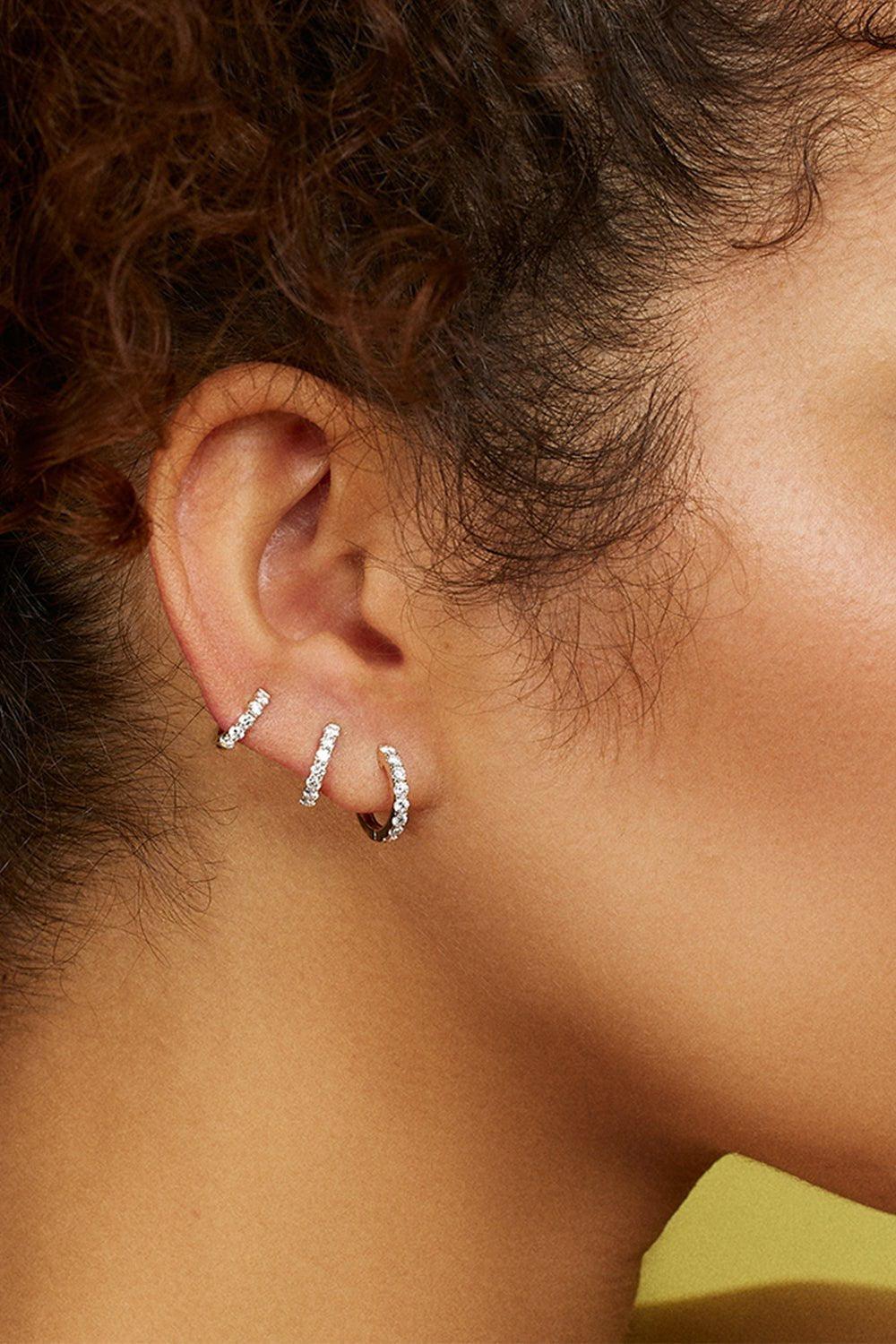 ROBINSON PELHAM-Single Midi Diamond Hoop Earring - White Gold-WHITE GOLD