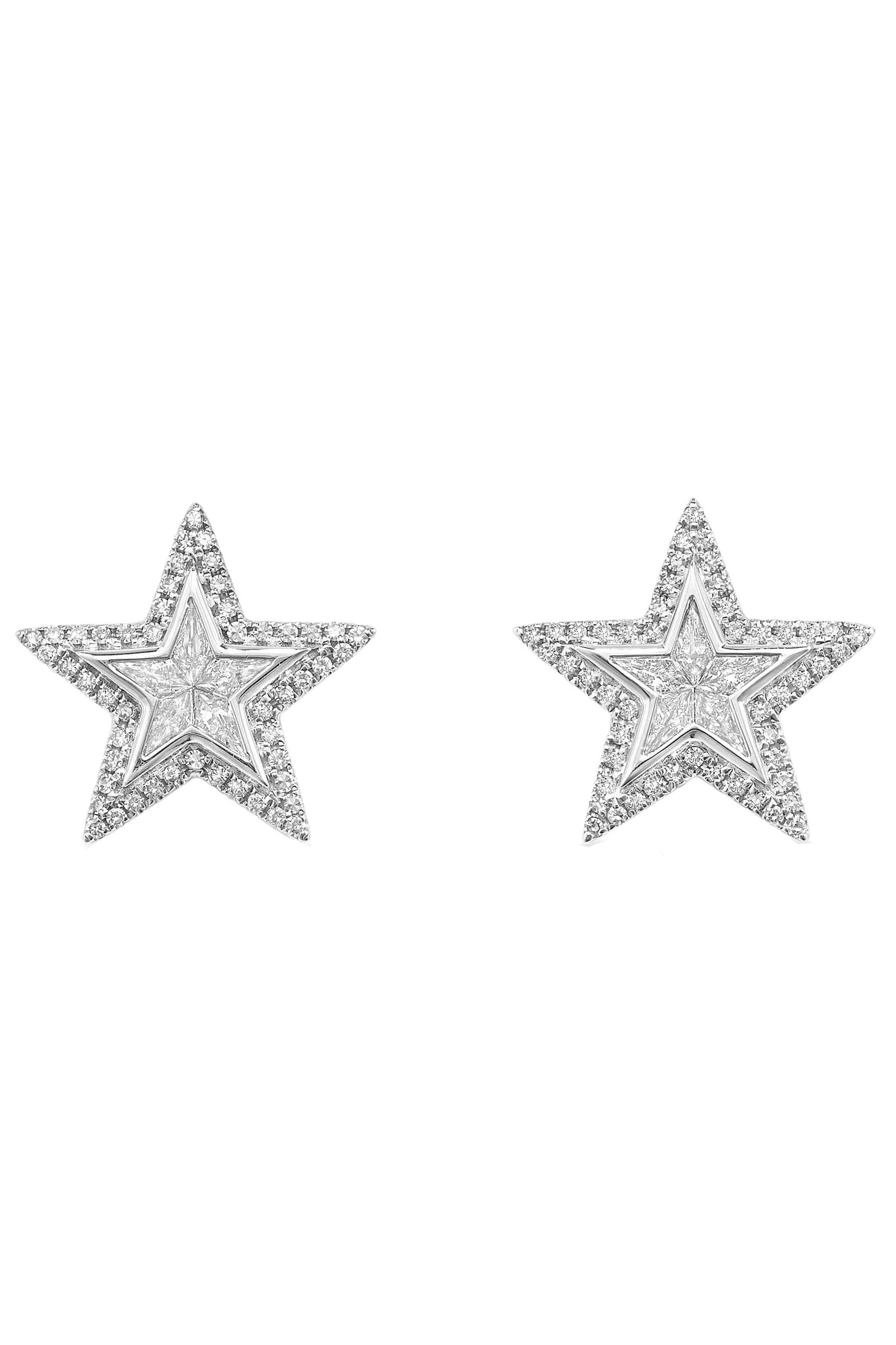 ROBINSON PELHAM-Small Vega Star Earrings-WHITE GOLD