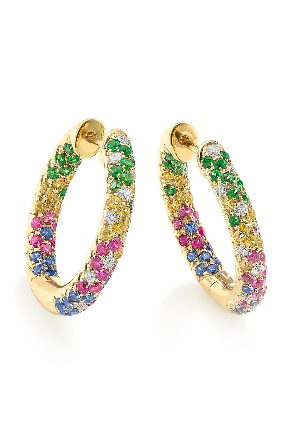 ROBINSON PELHAM-Disco Sister Rainbow Sapphire Hoop Earrings-YELLOW GOLD