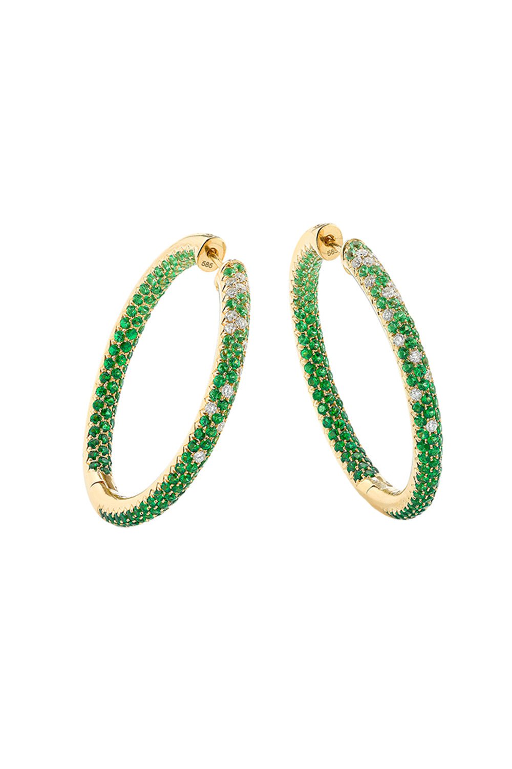 ROBINSON PELHAM-Disco Tsavorite Hoop Earrings-YELLOW GOLD