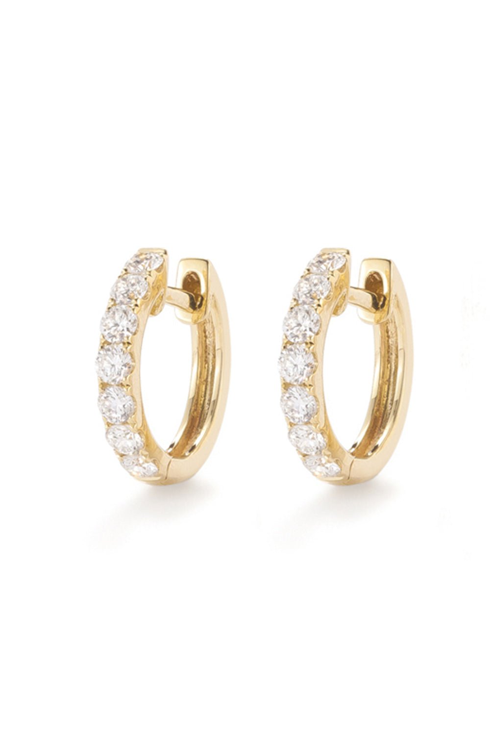 ROBINSON PELHAM-Midi Diamond Hoop Earrings - Yellow Gold-YELLOW GOLD