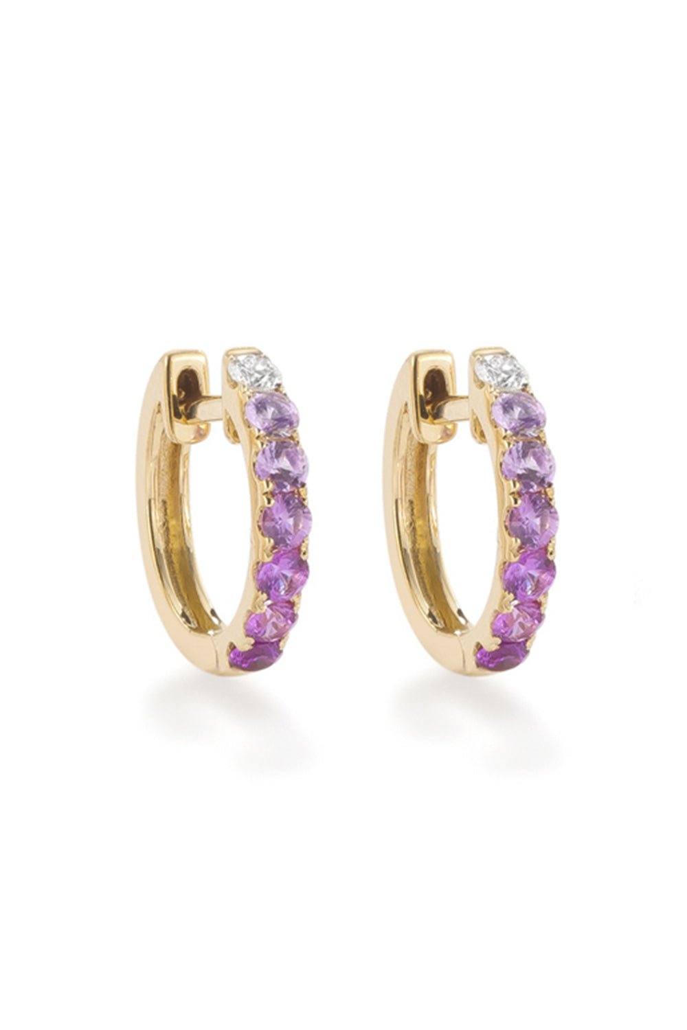 ROBINSON PELHAM-Midi Pink Sapphire Diamond Hoop Earrings-YELLOW GOLD