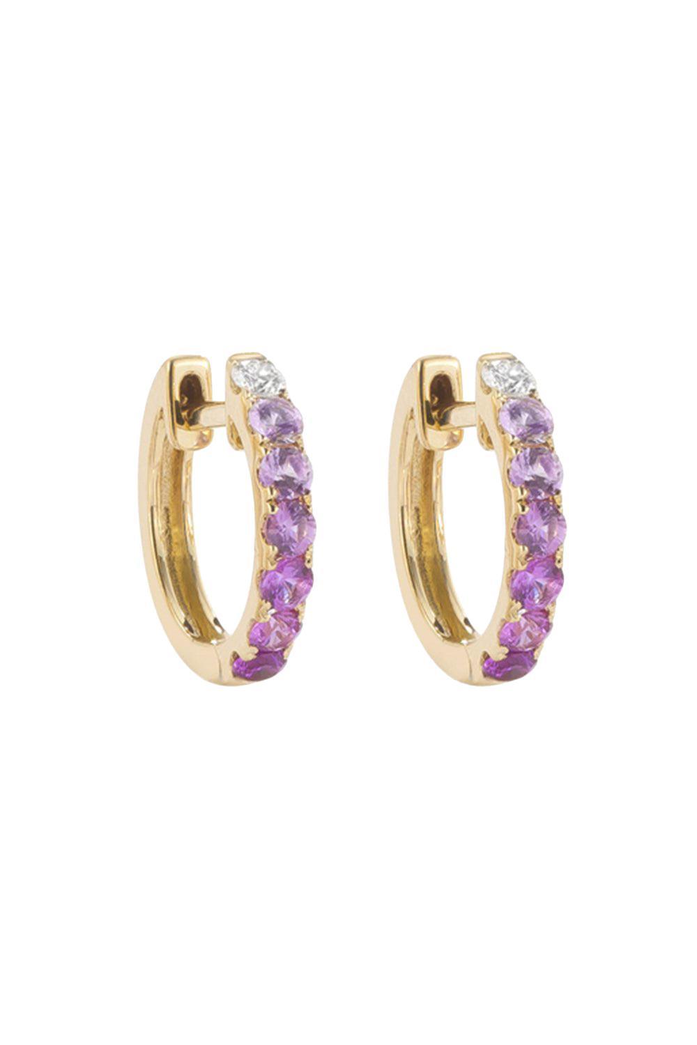 Midi Pink Sapphire Diamond Hoop Earrings-YELLOW GOLD-JEWELRYFINE JEWELEARRING-ROBINSON PELHAM