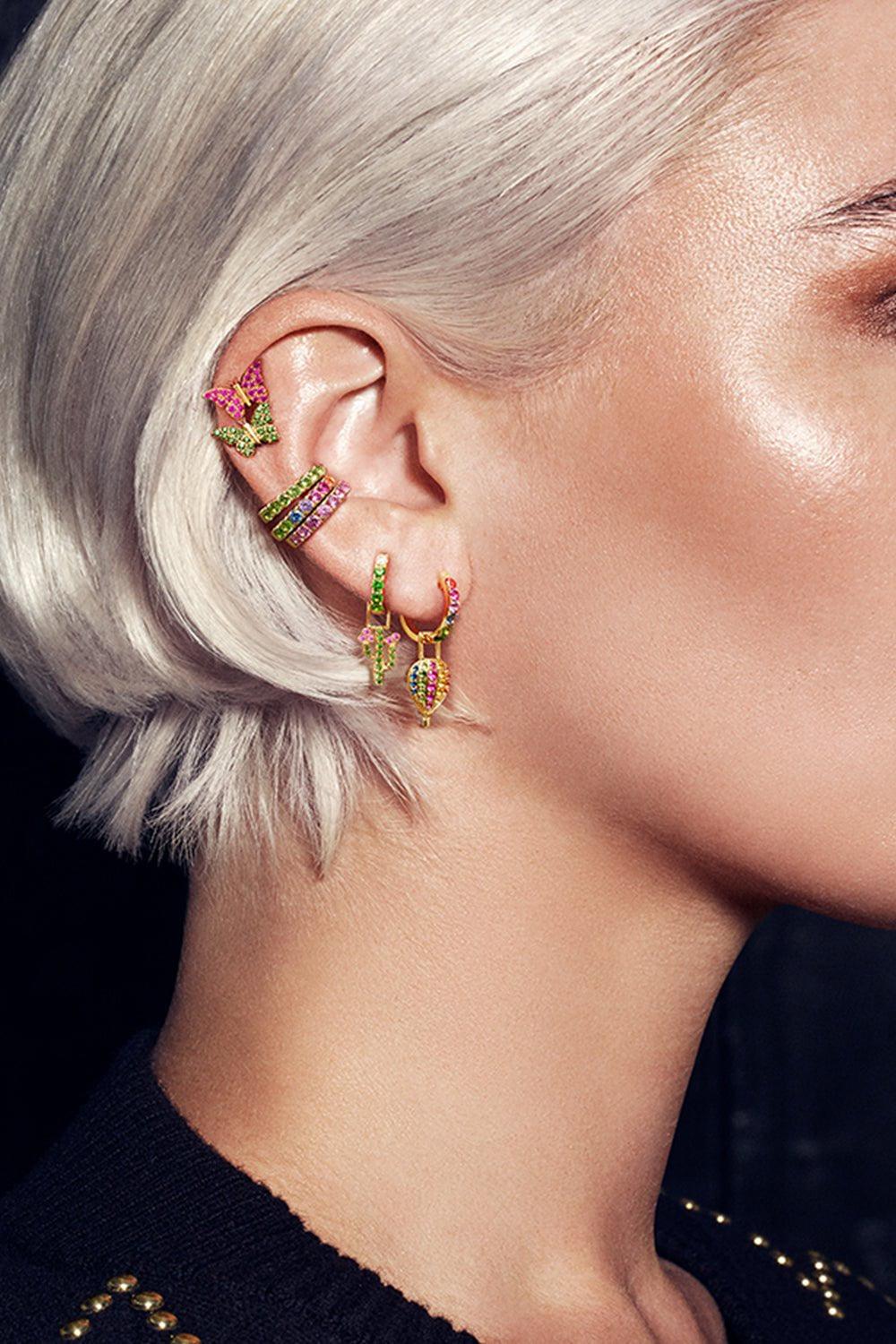 ROBINSON PELHAM-Midi Rainbow Hoop Earrings-YELLOW GOLD