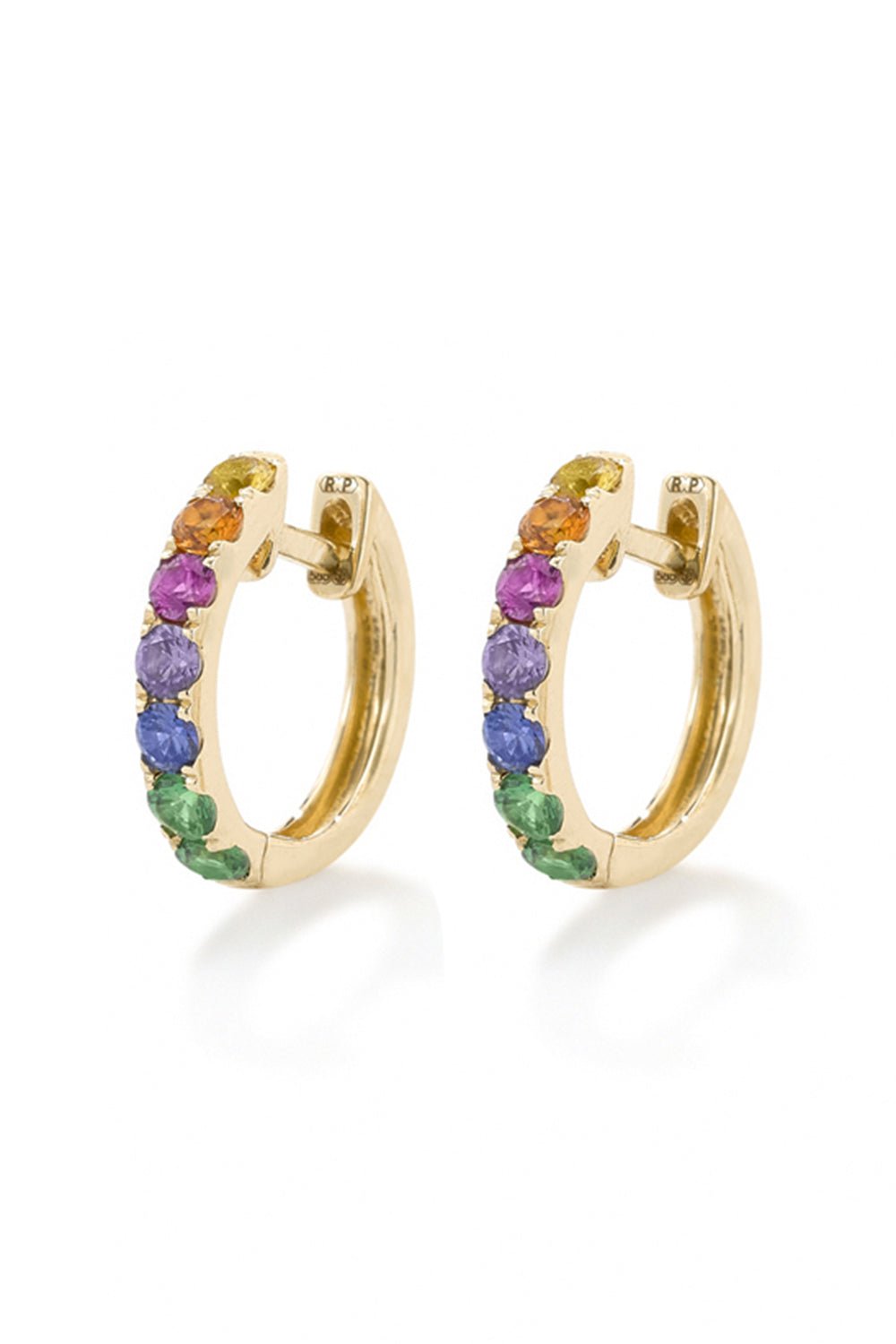 ROBINSON PELHAM-Midi Rainbow Hoop Earrings-YELLOW GOLD