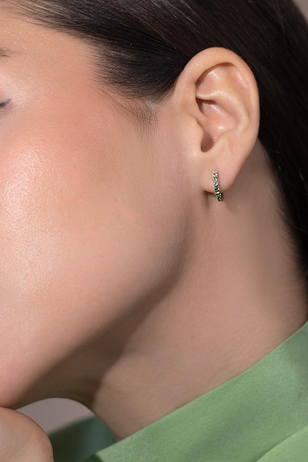 ROBINSON PELHAM-Midi Tsavorite Diamond Hoop Earrings-YELLOW GOLD