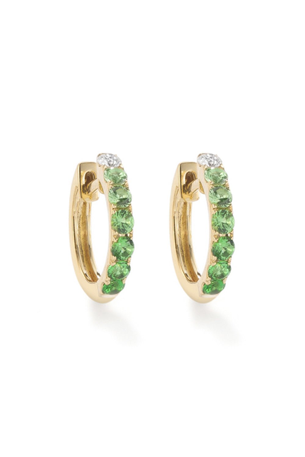 ROBINSON PELHAM-Midi Tsavorite Diamond Hoop Earrings-YELLOW GOLD