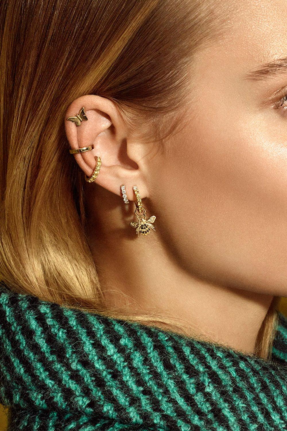 ROBINSON PELHAM-Midi Yellow Sapphire Diamond Hoop Earrings-YELLOW GOLD