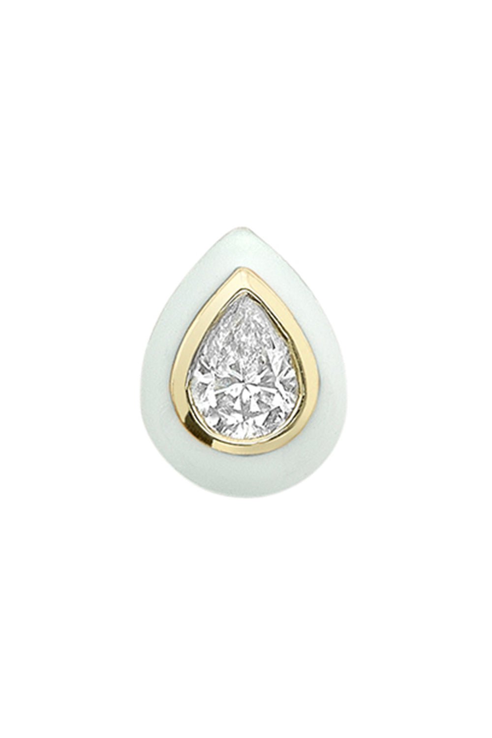 ROBINSON PELHAM-White Enamel Spock Medium Stud Earring-YELLOW GOLD