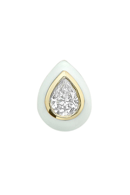 ROBINSON PELHAM-White Enamel Spock Medium Stud Earring-YELLOW GOLD