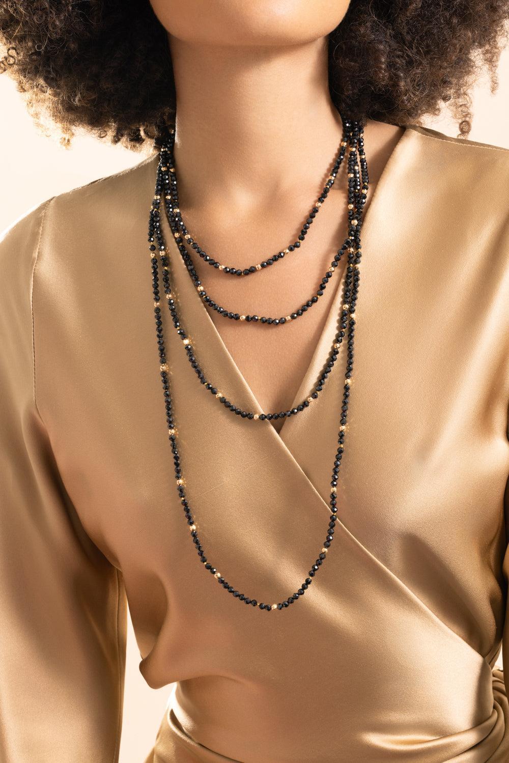 Noir Utopia Beaded Necklace-YELLOW GOLD-15-JEWELRYFINE JEWELNECKLACE O-ROBINSON PELHAM