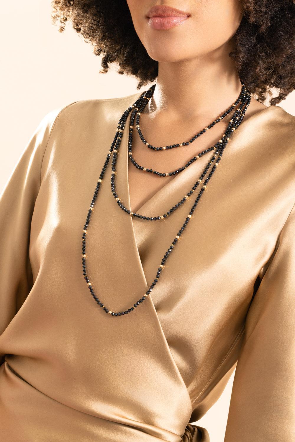 Noir Utopia Beaded Necklace-YELLOW GOLD-15-JEWELRYFINE JEWELNECKLACE O-ROBINSON PELHAM