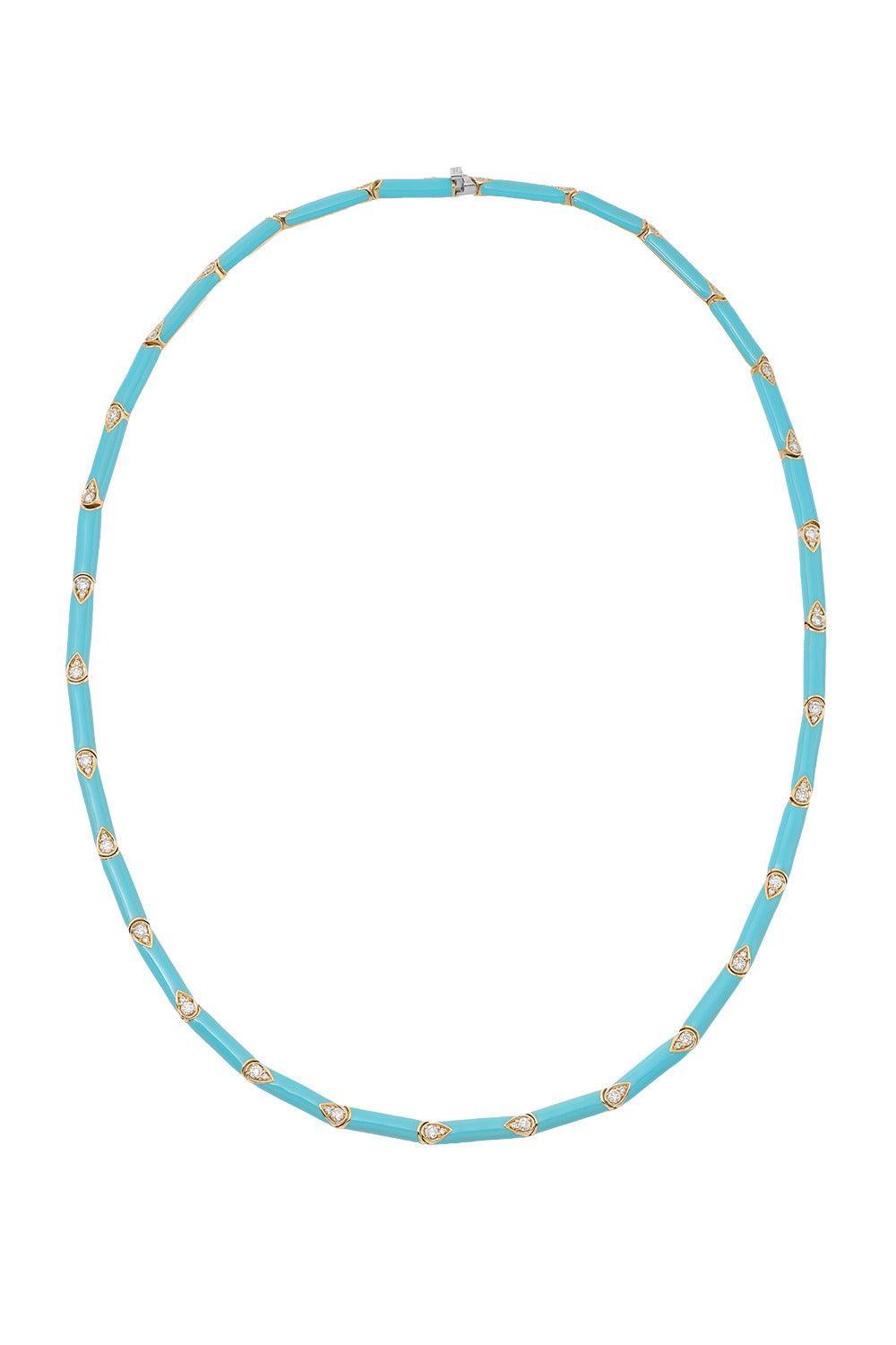Diamond Nirvana Blue Enamel Necklace-YELLOW GOLD-JEWELRYFINE JEWELNECKLACE O-ROBINSON PELHAM