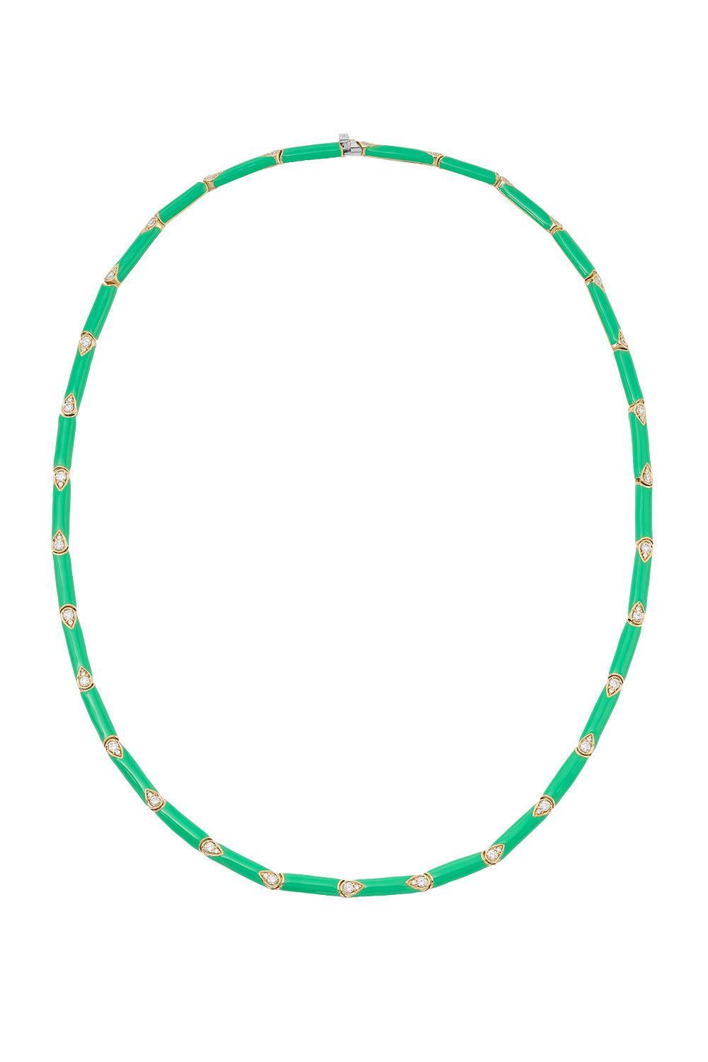 Diamond Nirvana Green Enamel Necklace-YELLOW GOLD-JEWELRYFINE JEWELNECKLACE O-ROBINSON PELHAM