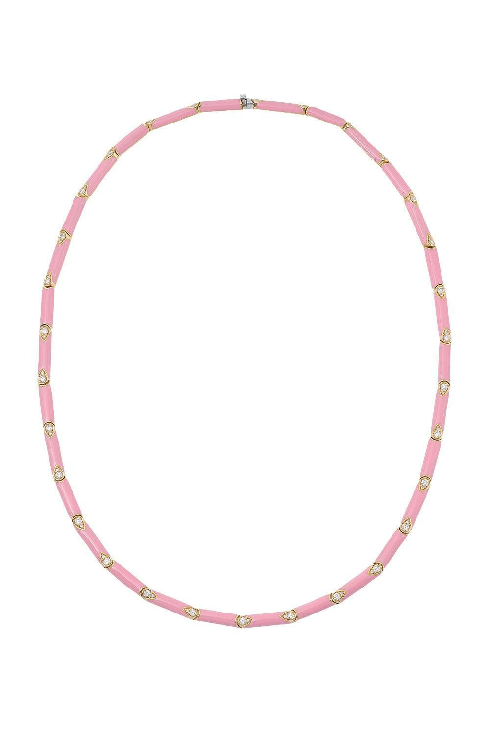  Diamond Nirvana Pink Enamel Necklace-YELLOW GOLD-JEWELRYFINE JEWELNECKLACE O-ROBINSON PELHAM 