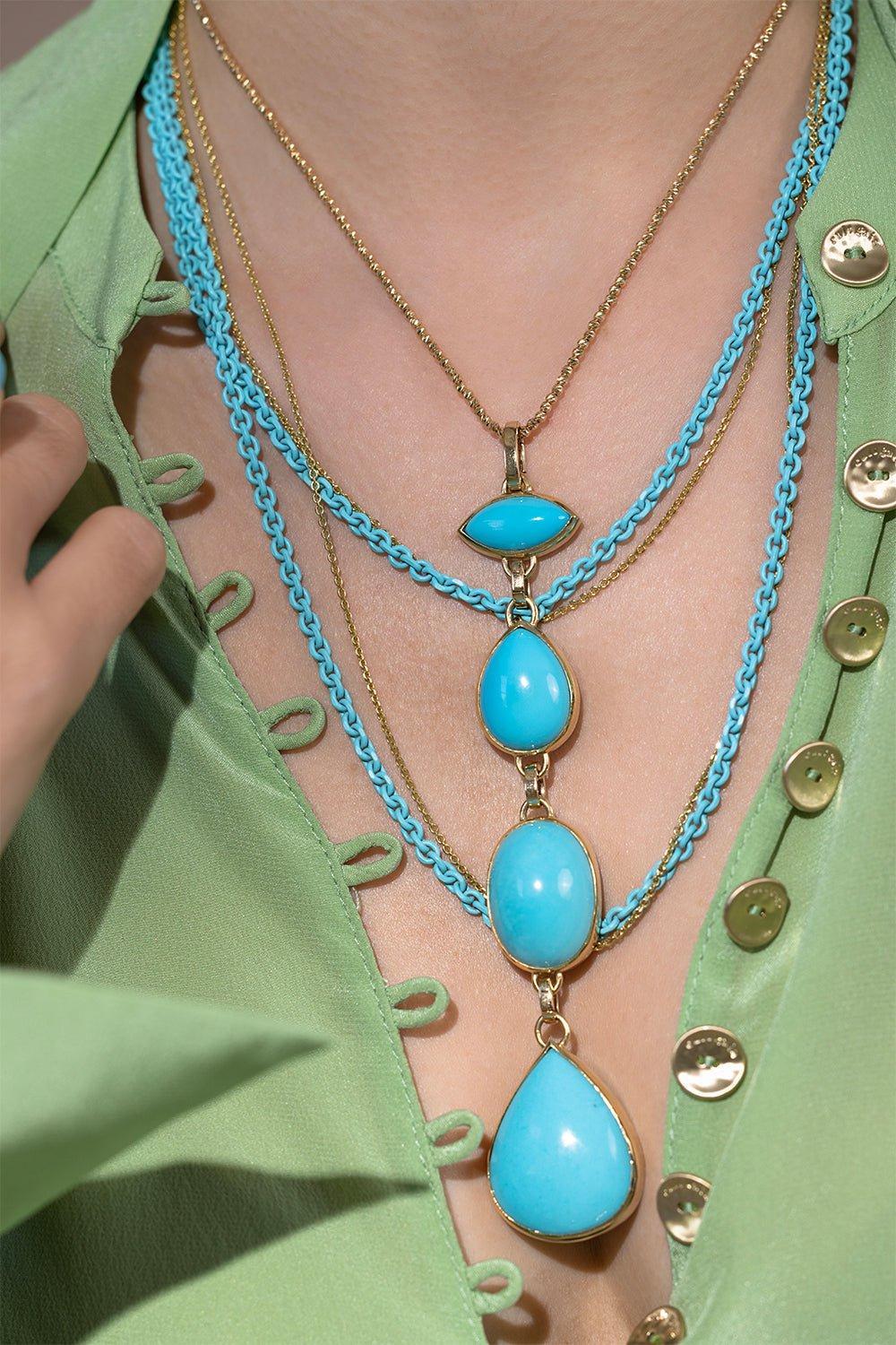 ROBINSON PELHAM-Turquoise Chroma Cut Trace Chain Necklace-YELLOW GOLD