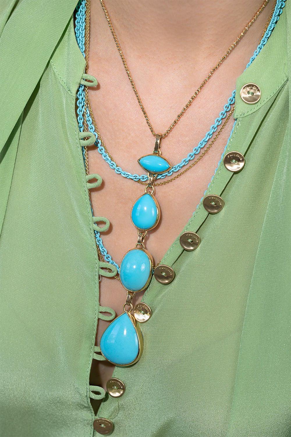 ROBINSON PELHAM-Turquoise Chroma Cut Trace Chain Necklace-YELLOW GOLD