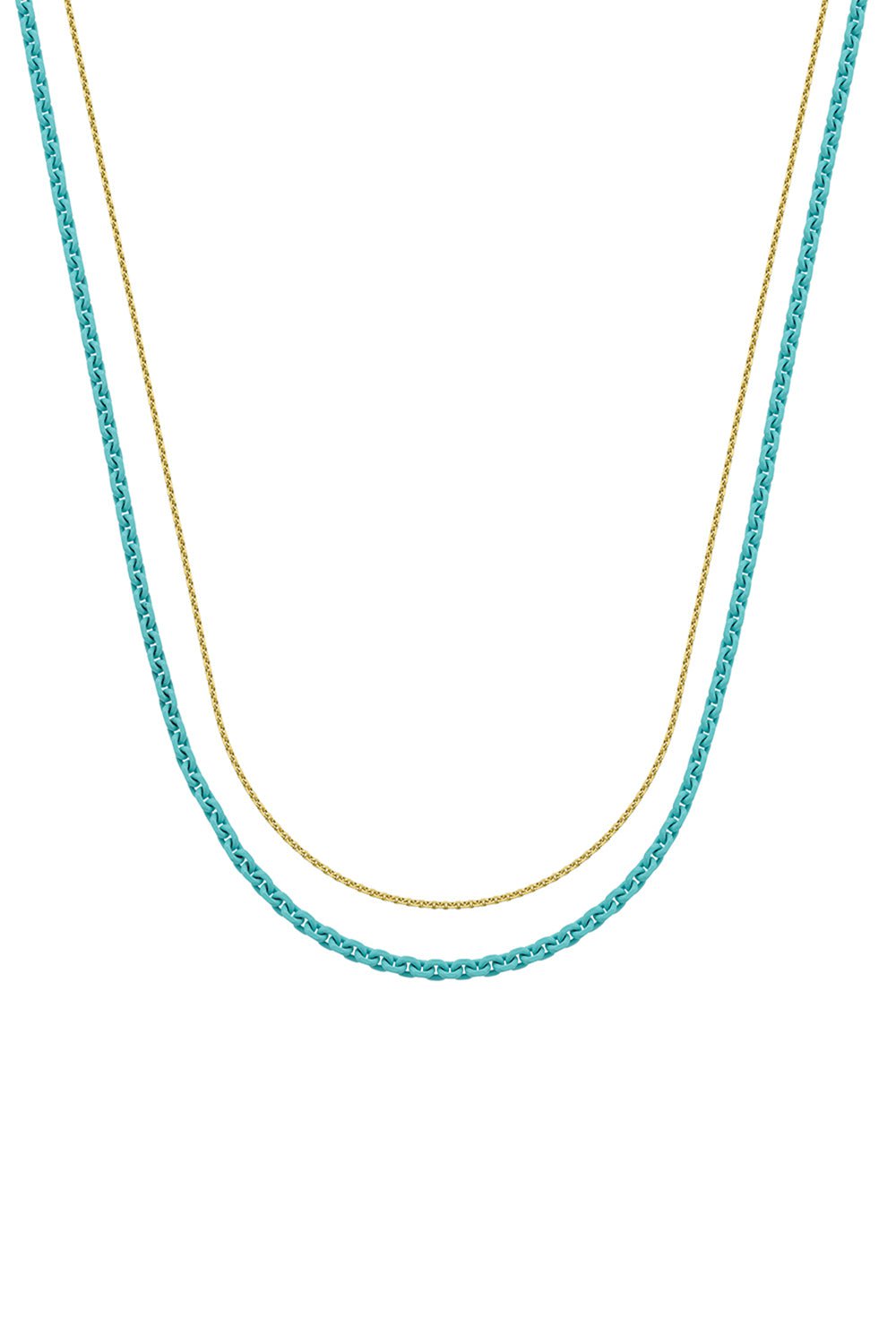 ROBINSON PELHAM-Turquoise Chroma Cut Trace Chain Necklace-YELLOW GOLD