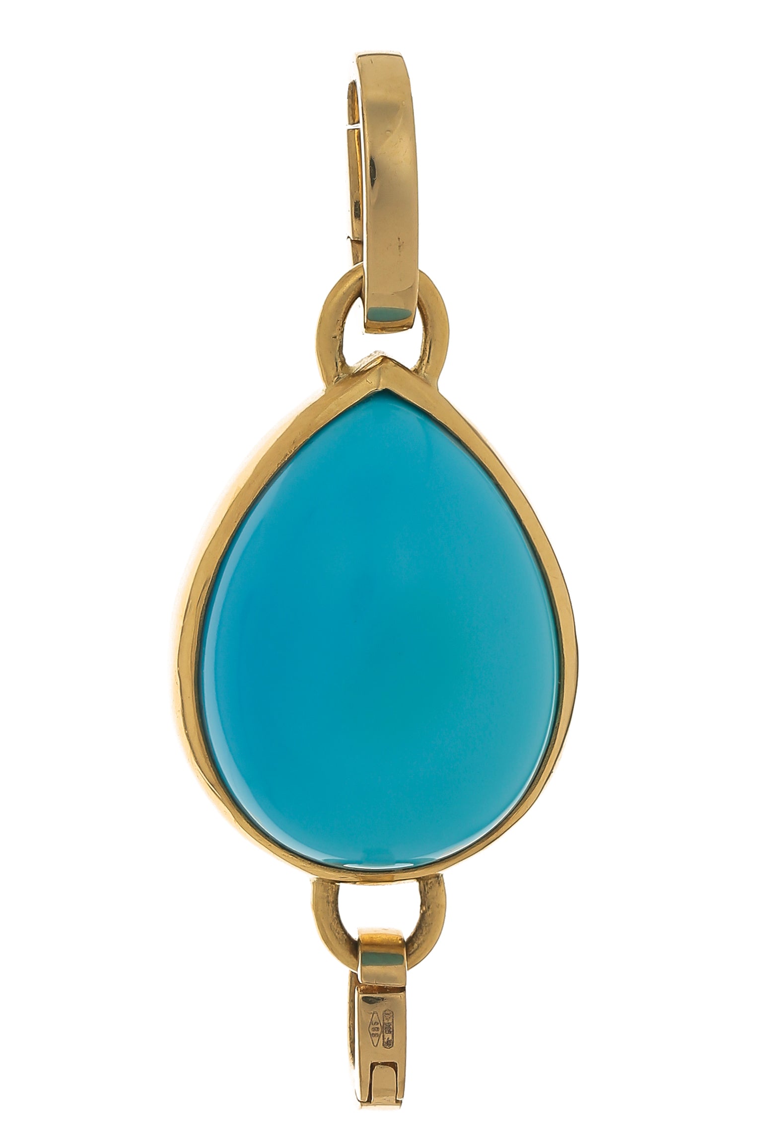ROBINSON PELHAM-Small Pearshape Turquoise Pendant-YELLOW GOLD