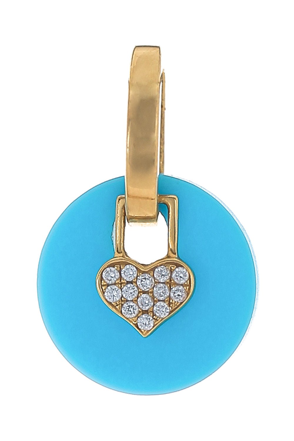 ROBINSON PELHAM-Turquoise Circle Wish Dish Charm-YELLOW GOLD