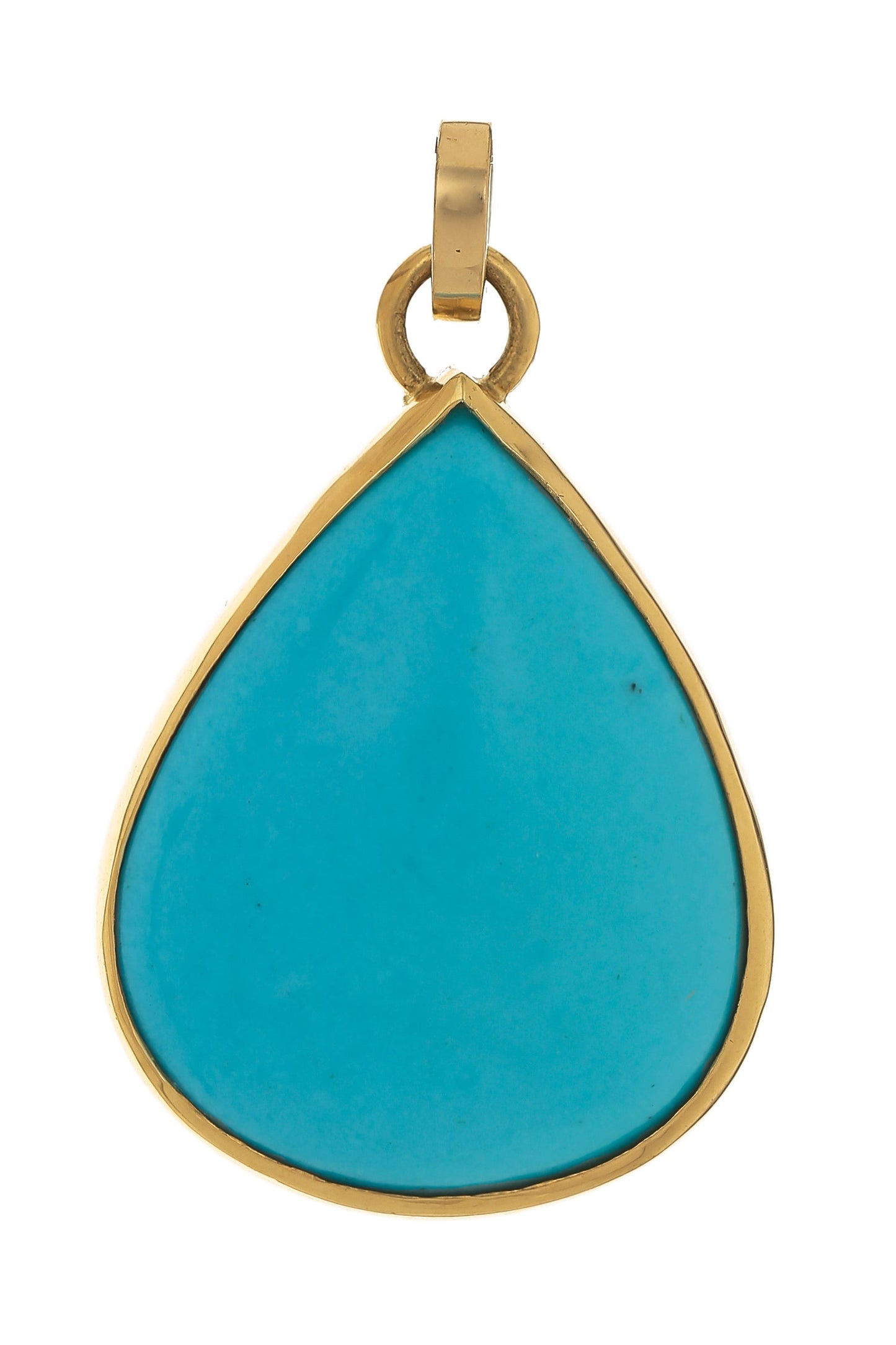 ROBINSON PELHAM-Large Pearshape Turquoise Pendant-YELLOW GOLD