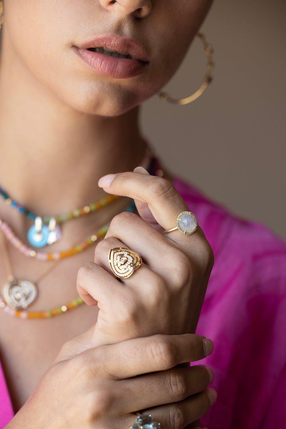 ROBINSON PELHAM-Heart Labyrinth Ring-YELLOW GOLD