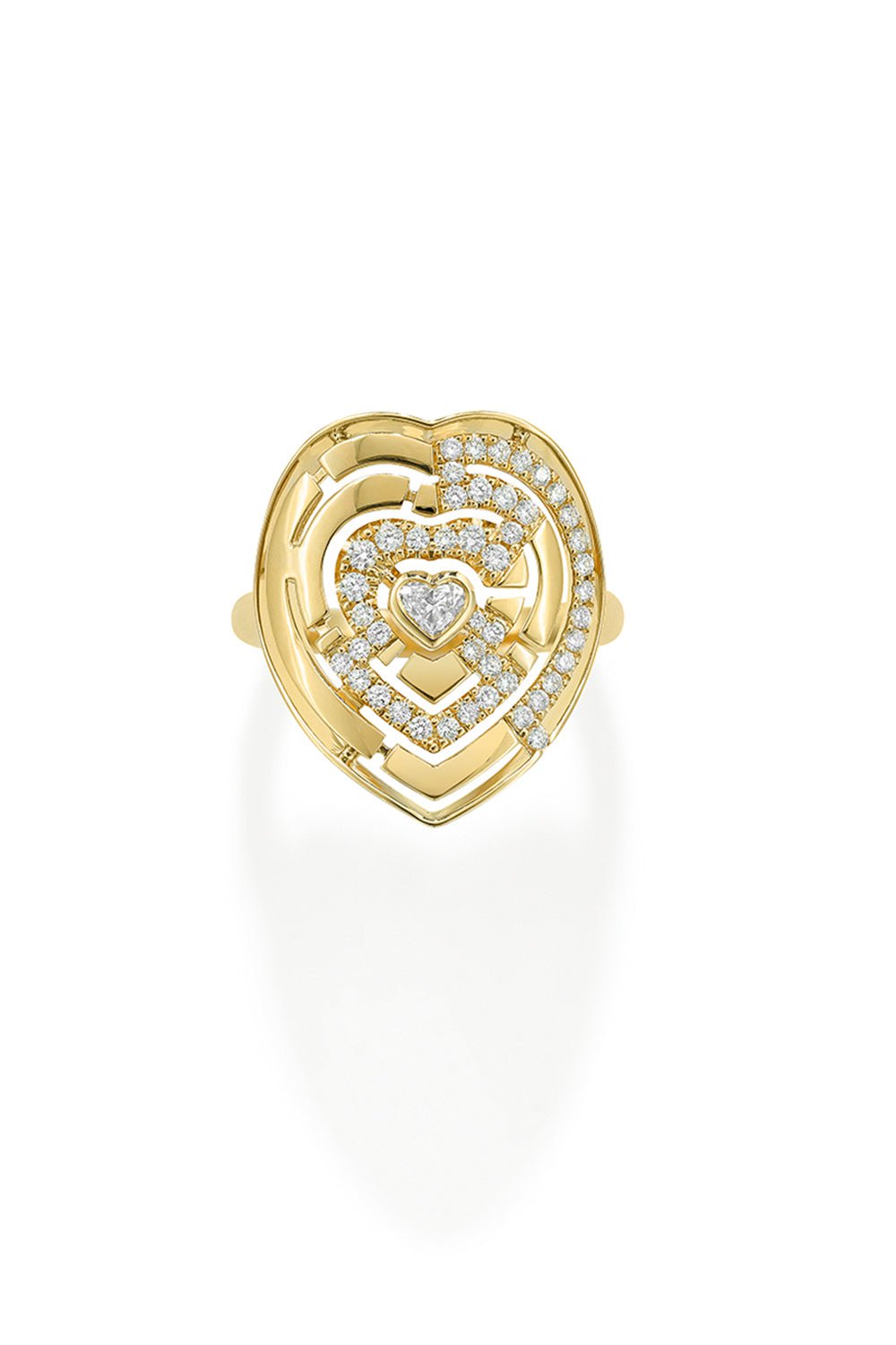ROBINSON PELHAM-Heart Labyrinth Ring-YELLOW GOLD