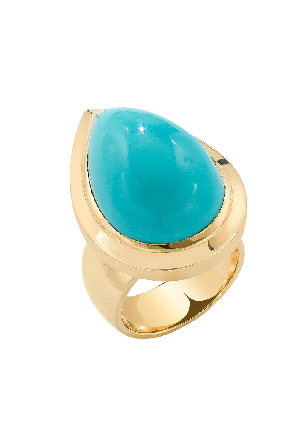 ROBINSON PELHAM-Pearshape Turquoise Ring-YELLOW GOLD