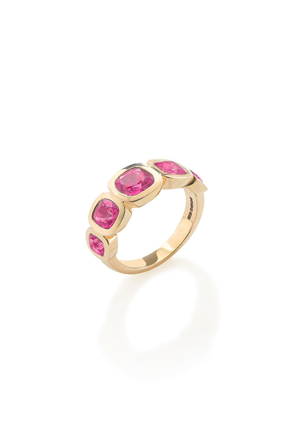 ROBINSON PELHAM-Rubellite Marine 5 Stone Ring-YELLOW GOLD