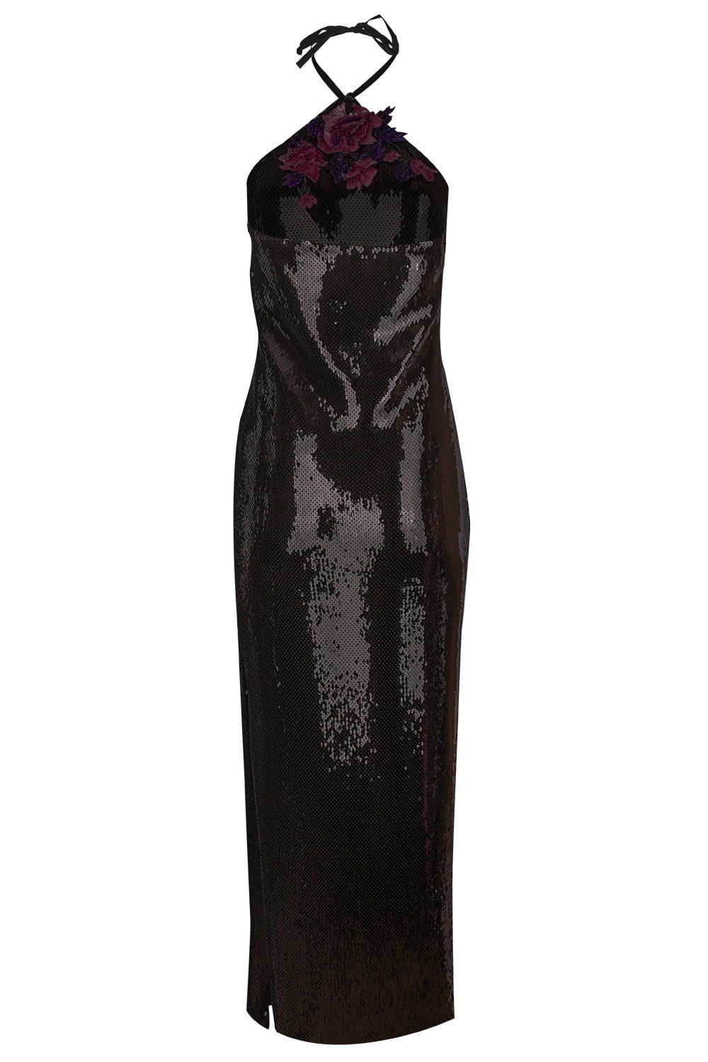 RODARTE-Sequin Halterneck Floral Gown-