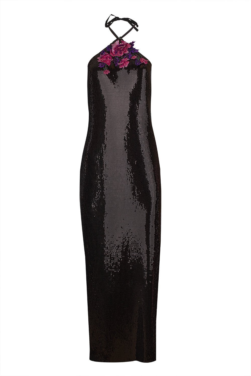 RODARTE-Sequin Halterneck Floral Gown-