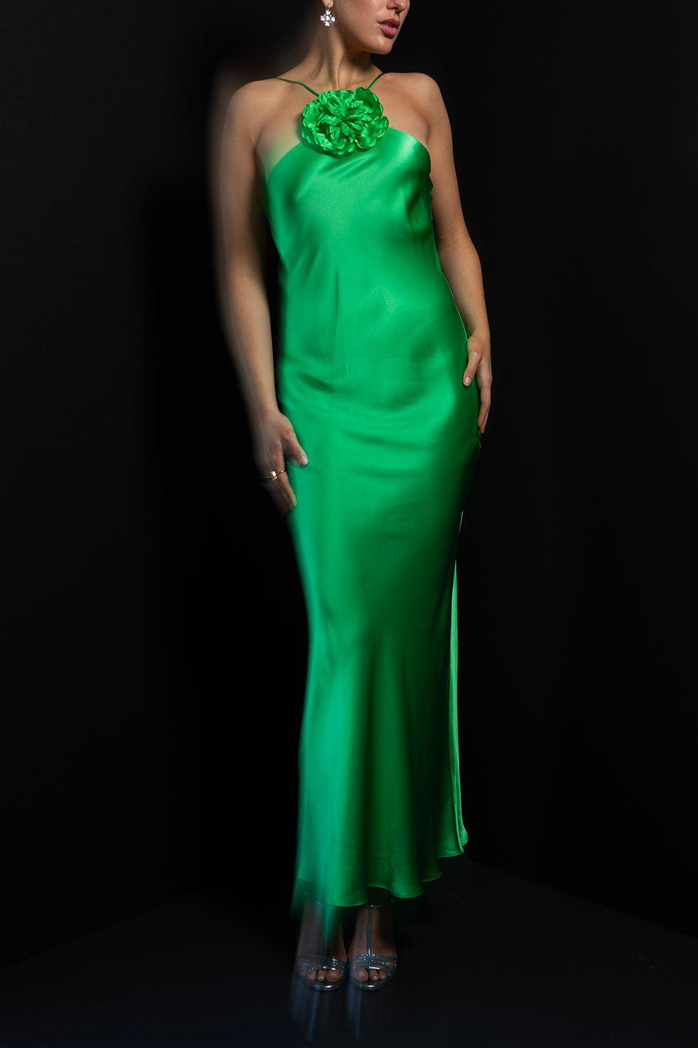 RODARTE-Flower Detail Halter Gown-