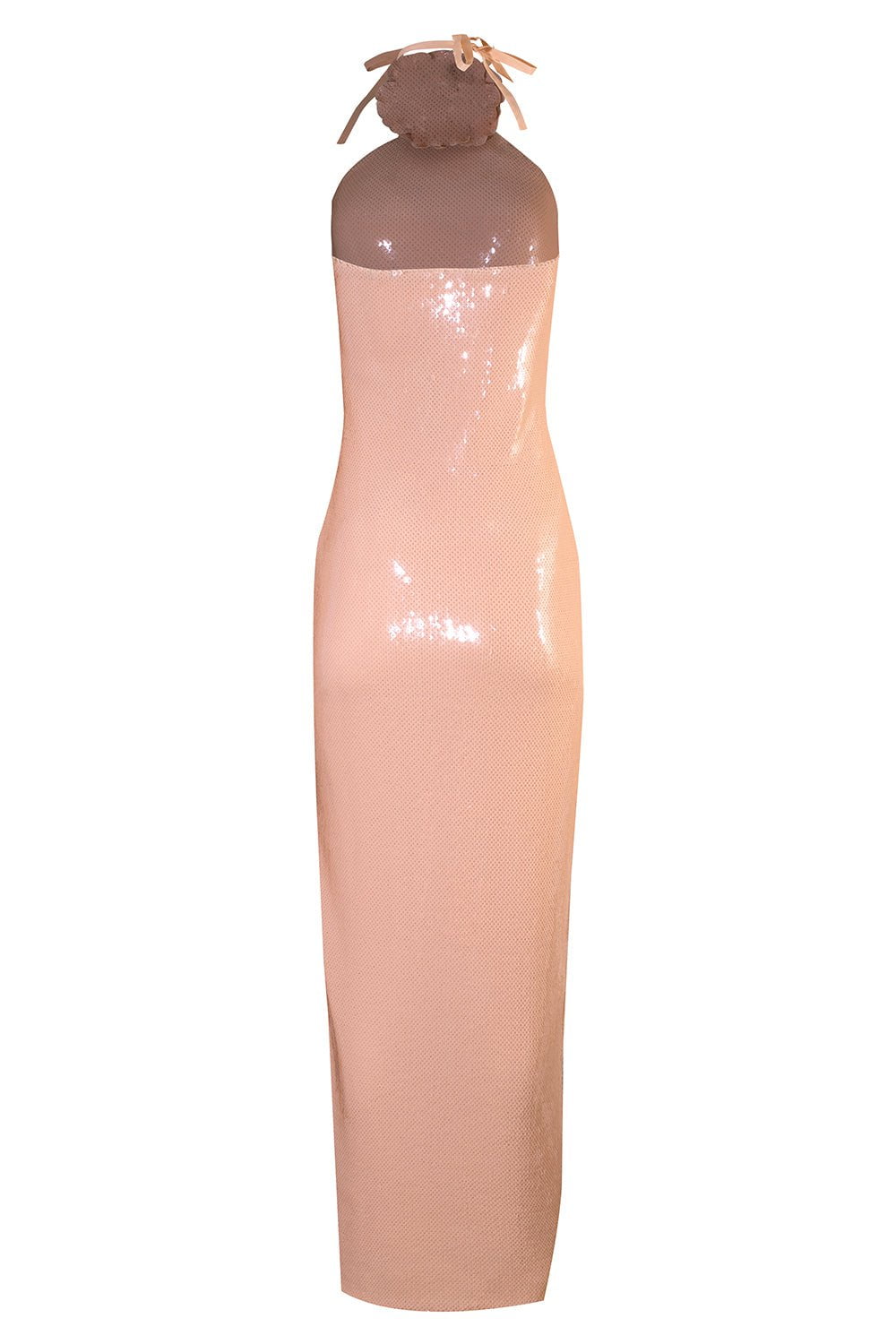 RODARTE-Flower Detail Sequin Halter Gown-