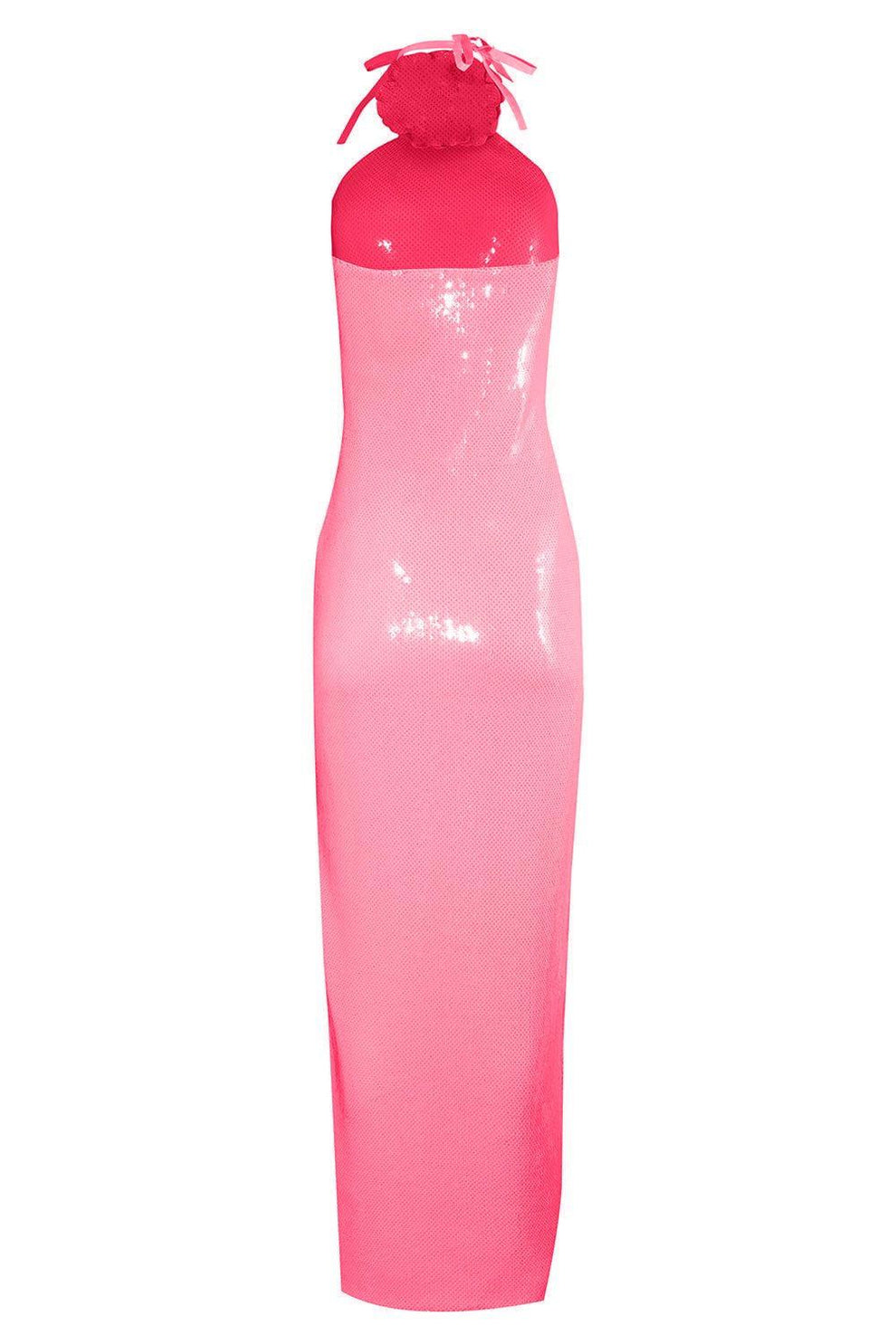 rodarte pink sequin dress Pink Sequin Mini Dress With Flower Detail