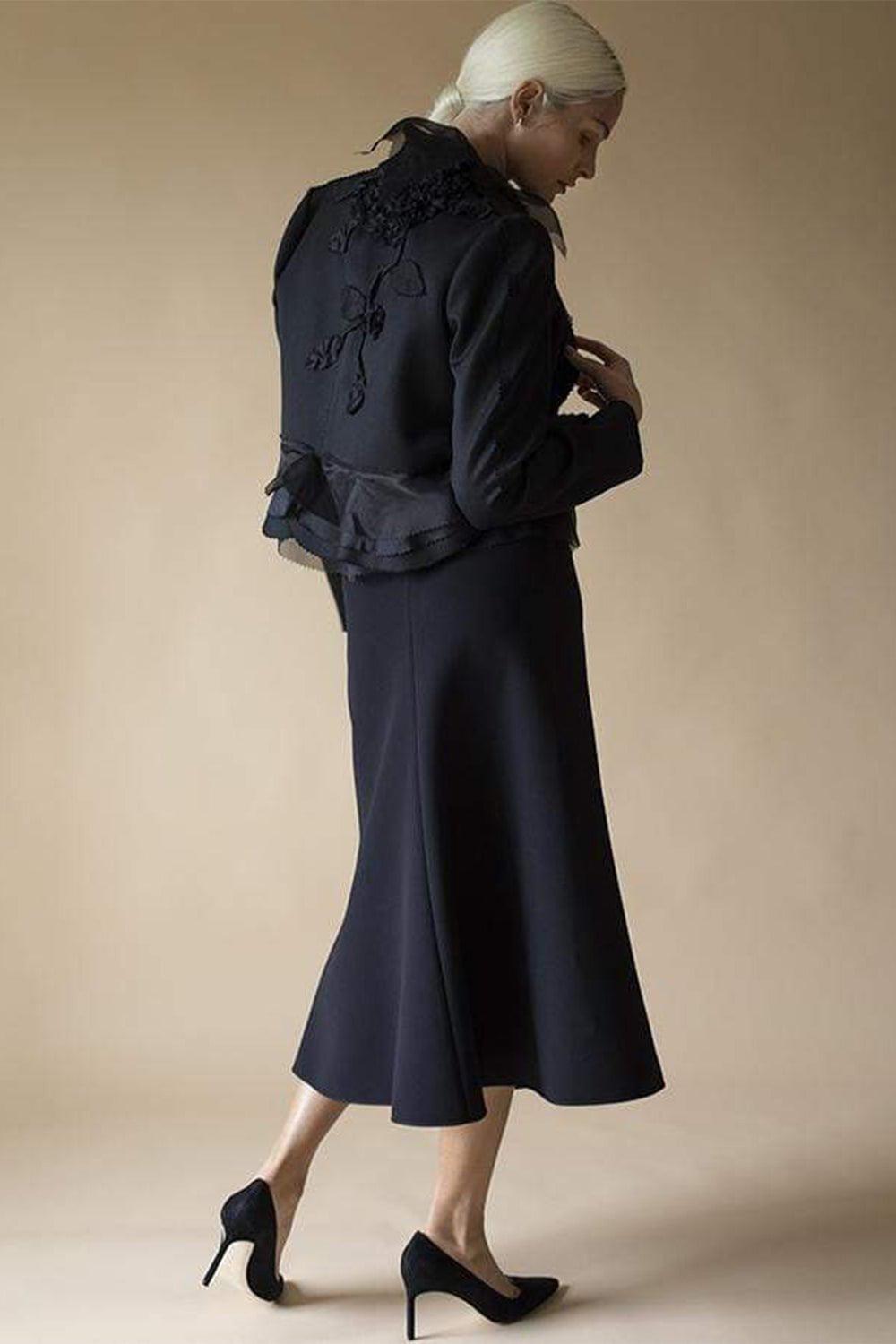 RODARTE-Wool and Organza Bolero-BLACK