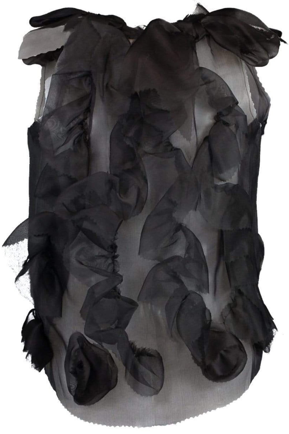 RODARTE-Silk Organza Top with Rosettes-BLACK