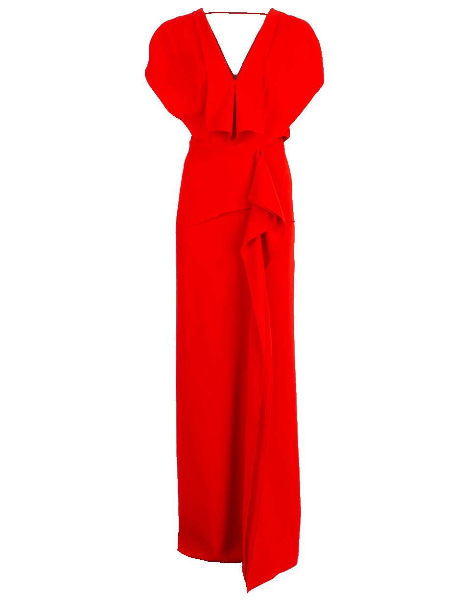 ROLAND MOURET-Lorre Stretch Viscose Gown-RED