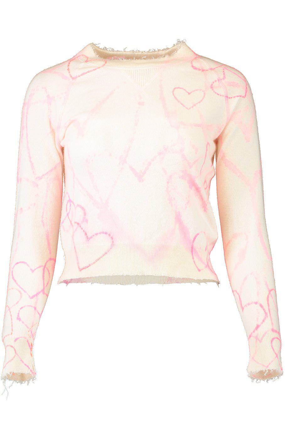 ROSEA COR-Heart Print Crewneck - Cream-