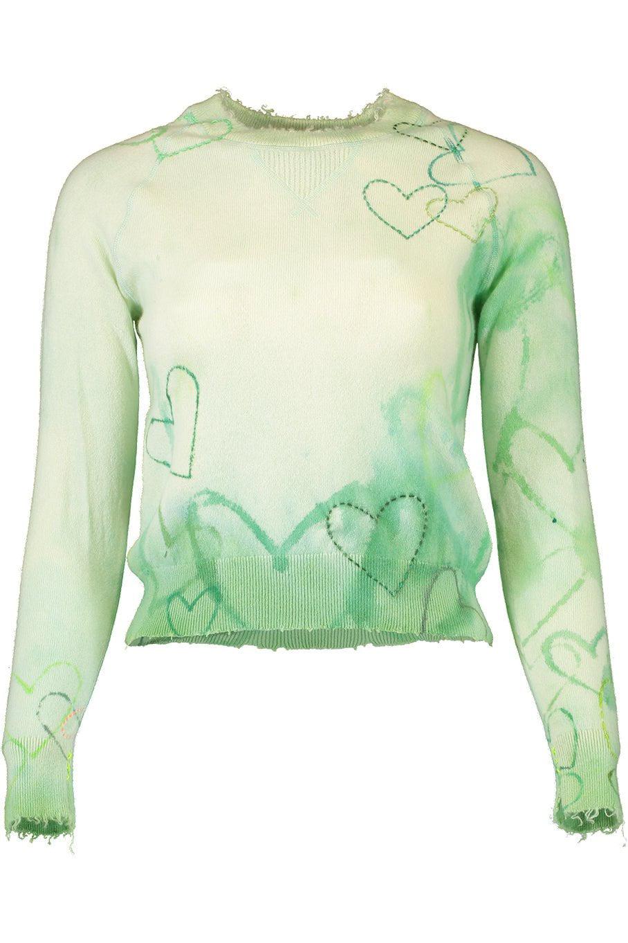 ROSEA COR-Heart Sleeve Crewneck - Green-
