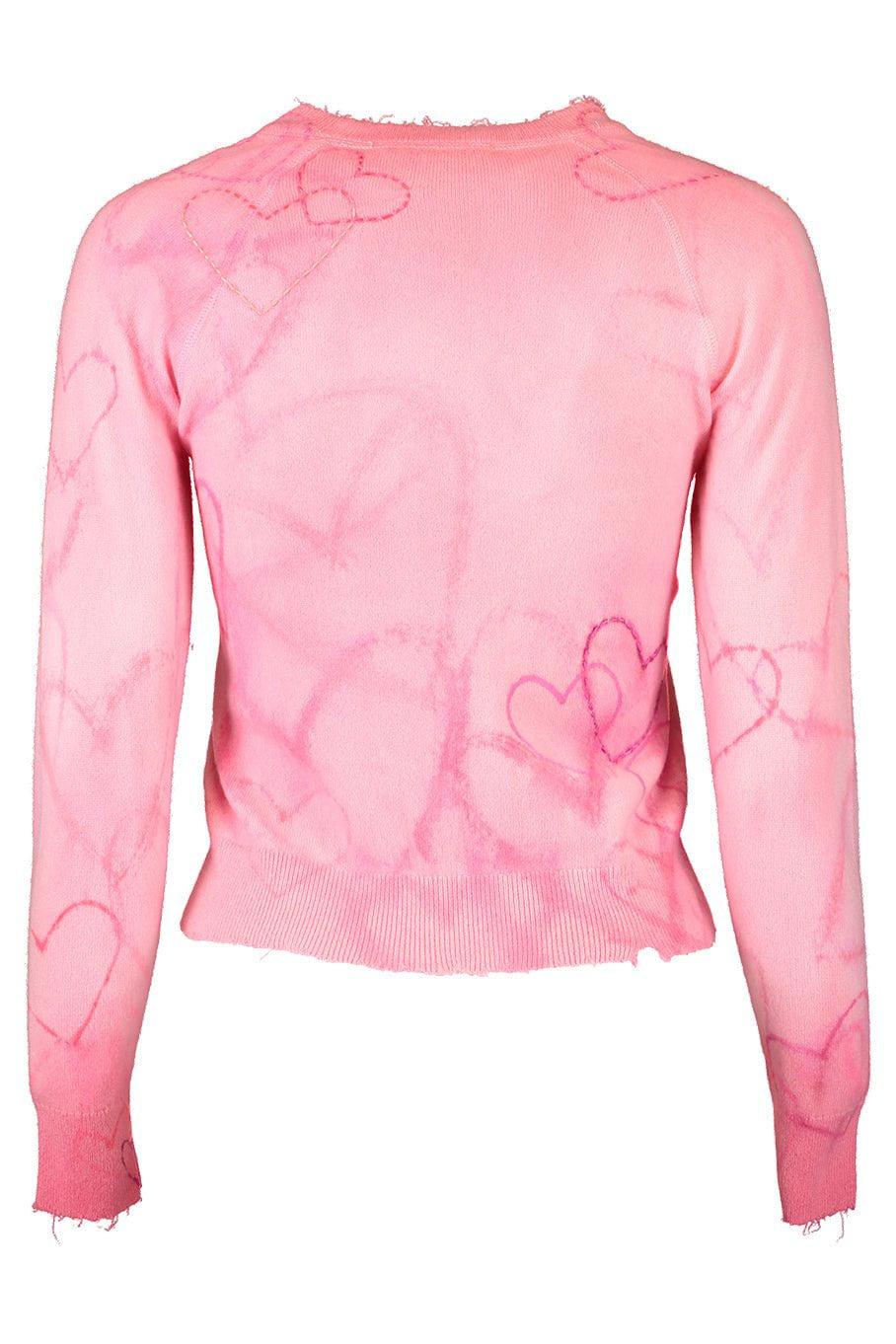 ROSEA COR-Heart Print Crewneck - Pink-
