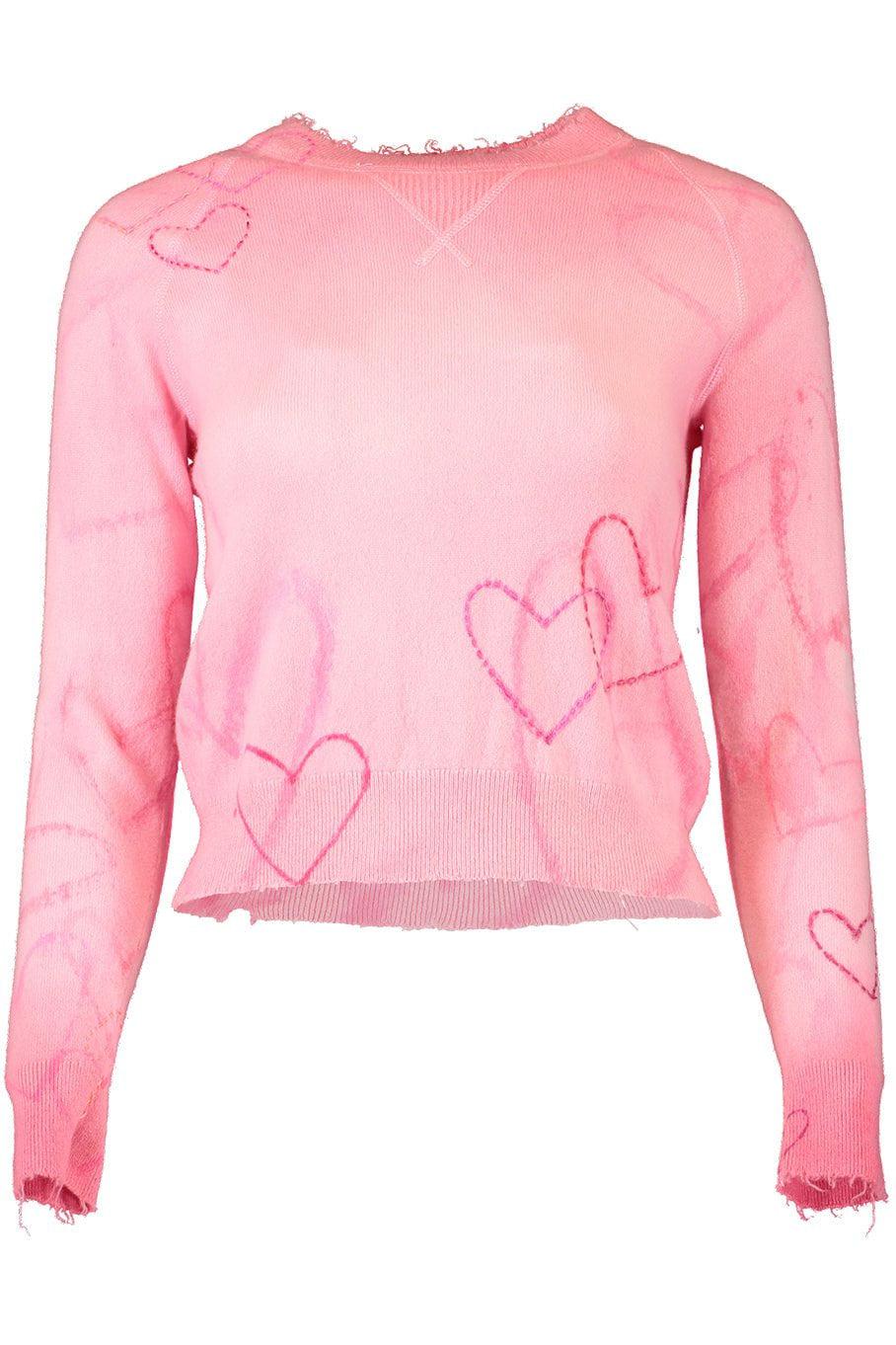 ROSEA COR-Heart Print Crewneck - Pink-