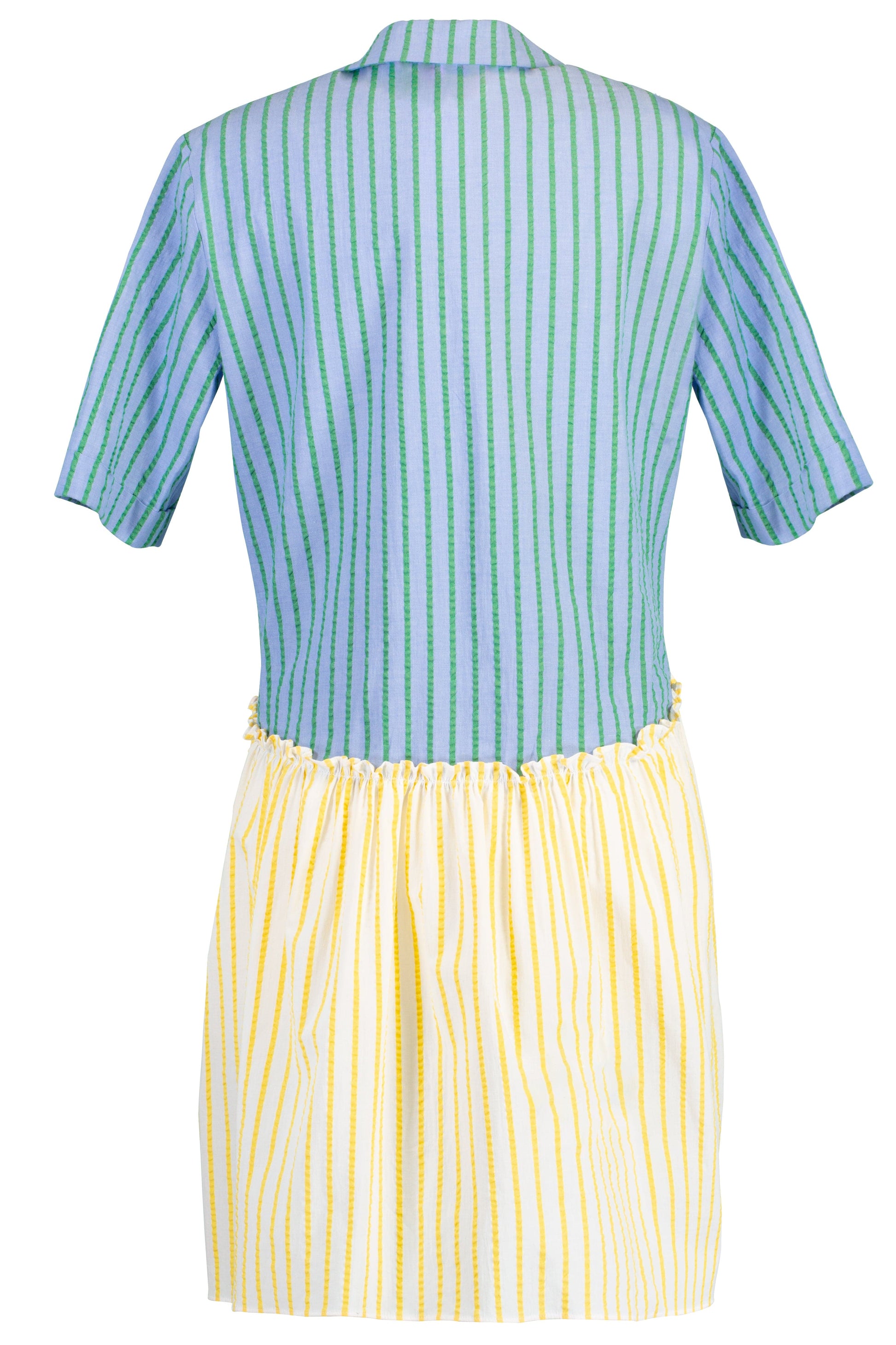 ROSIE ASSOULIN-Short Gathered Shirtdress-