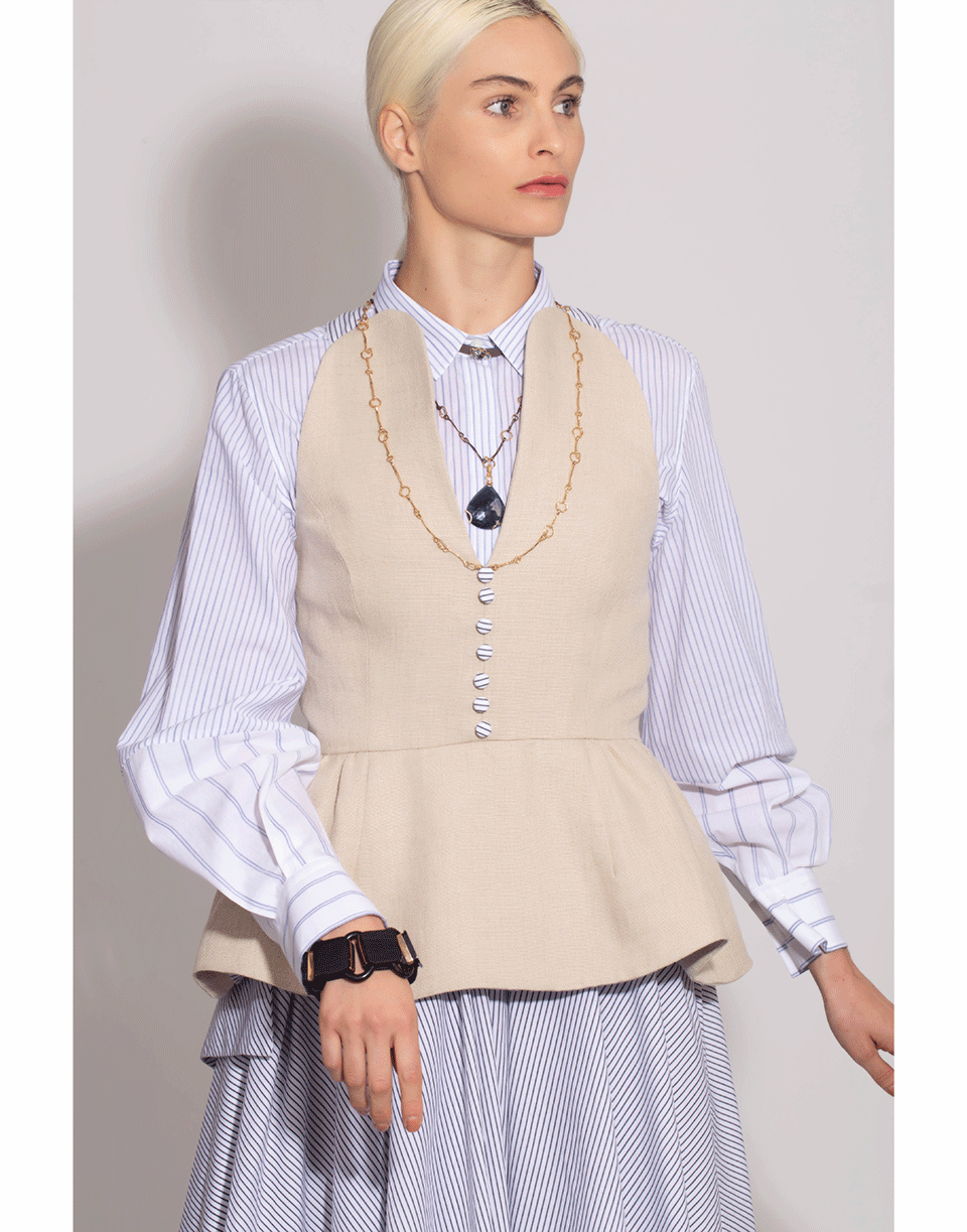 ROSIE ASSOULIN-Long Peplum V-Neck Dress-