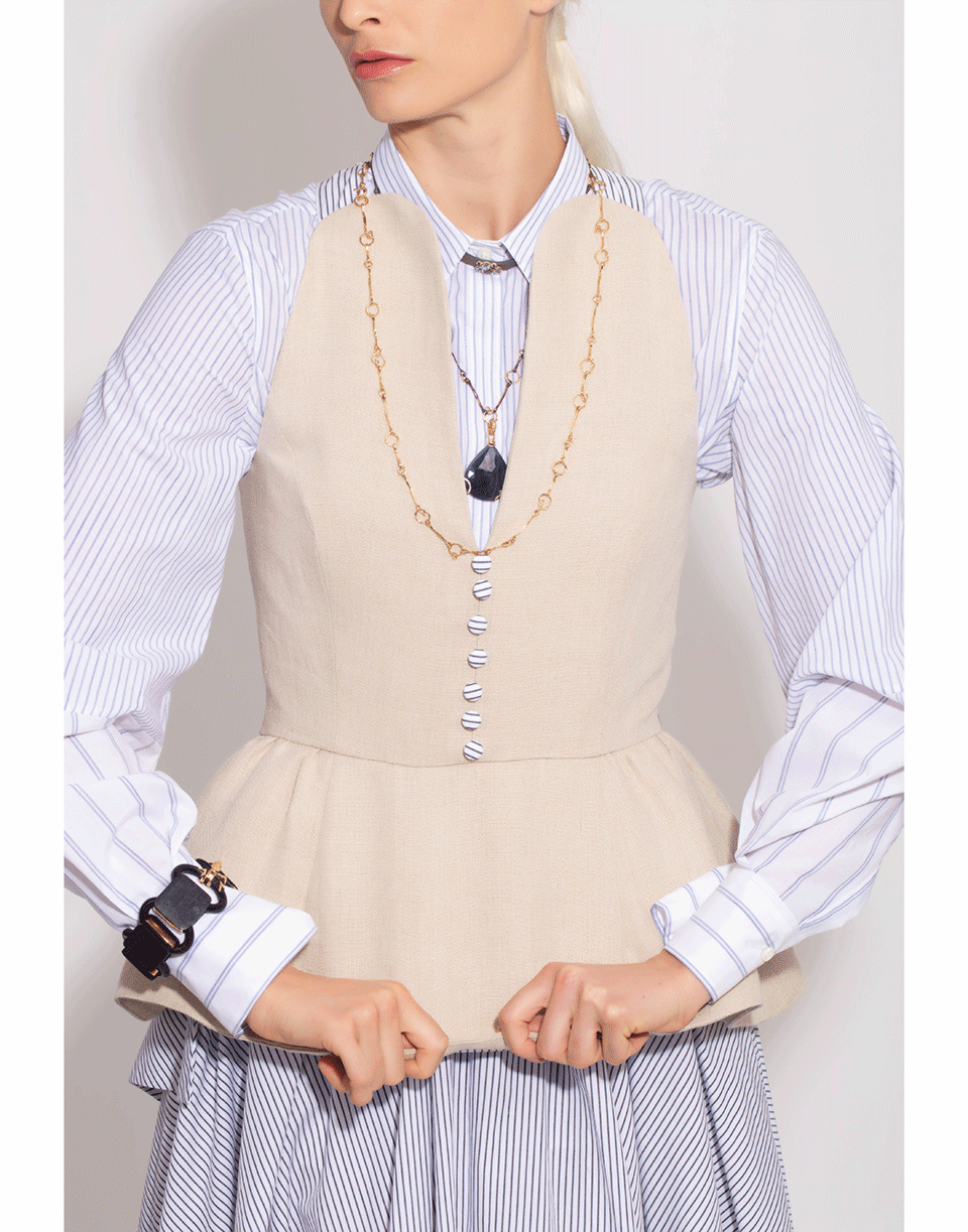 ROSIE ASSOULIN-Long Peplum V-Neck Dress-