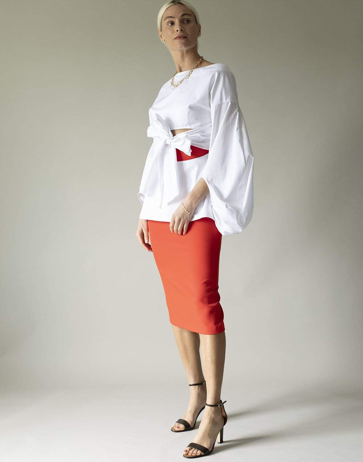 ROSIE ASSOULIN-Fig Cutout Puff-Sleeve Cotton Top-