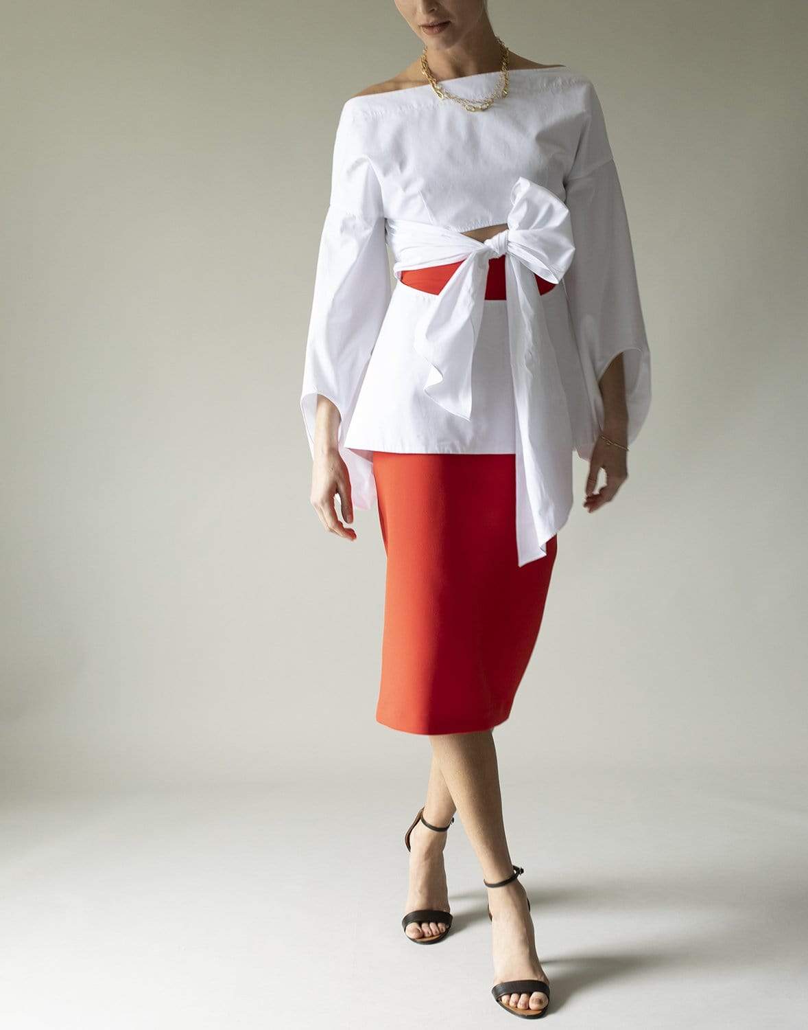 ROSIE ASSOULIN-Fig Cutout Puff-Sleeve Cotton Top-
