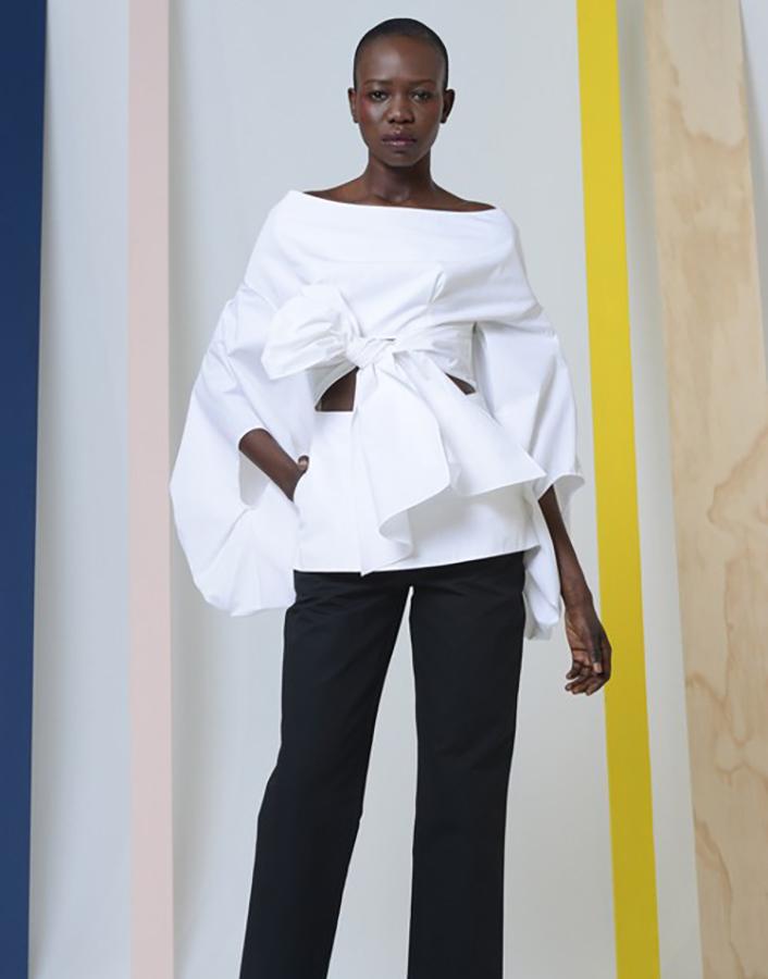ROSIE ASSOULIN-Fig Cutout Puff-Sleeve Cotton Top-