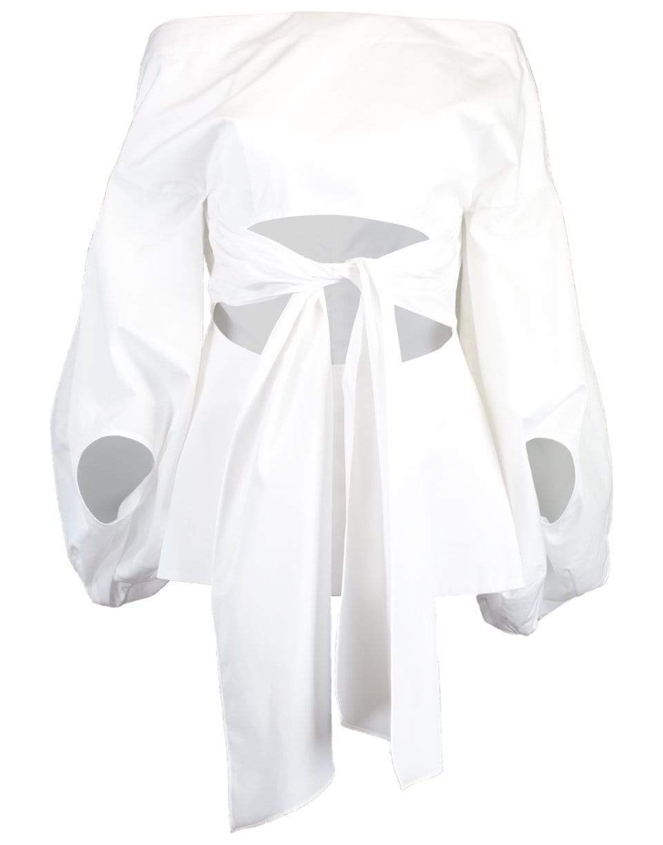 ROSIE ASSOULIN-Fig Cutout Puff-Sleeve Cotton Top-