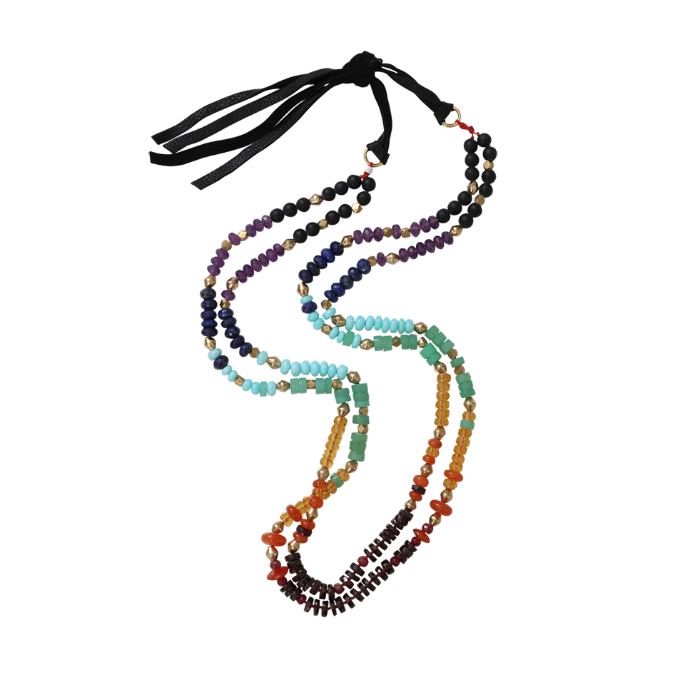 ROYAL NOMAD JEWELRY-Two Strand Ruby Lapis, Blue Opal, And Amethyst Bead Necklace-MULTI